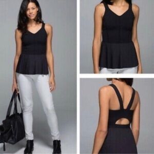 Lululemon City Tank Black Ruffled Athletic Tank Athleisure tennis golf Yoga 4